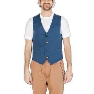 Gianni Lupo Blue Cotton Men's Waistcoat
